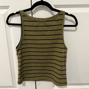 Urban Outfitters Olive and Black Striped Tank Top